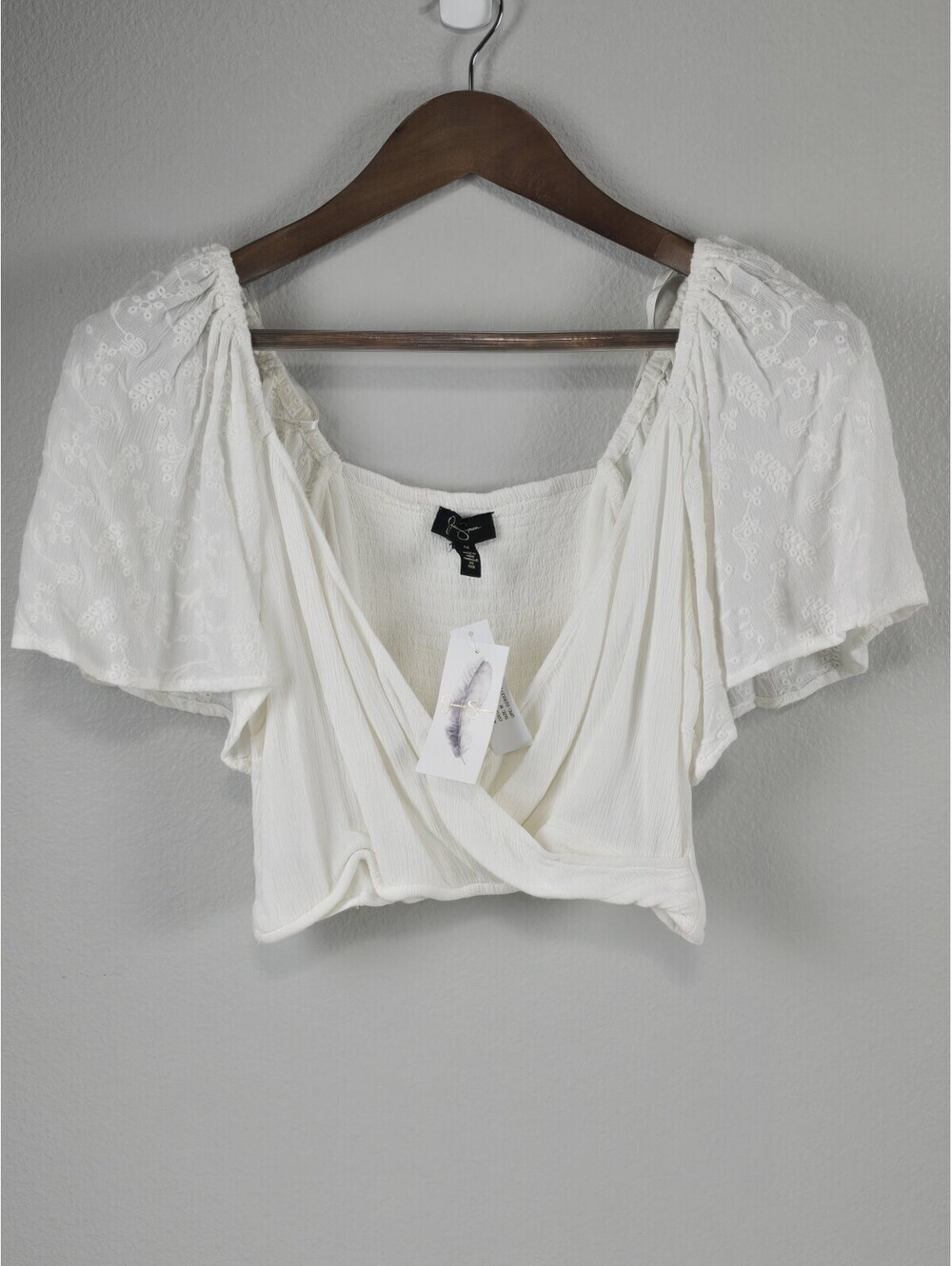 White Jessica Simpson Crop Top Summer Size Medium New with Tags Women's Top